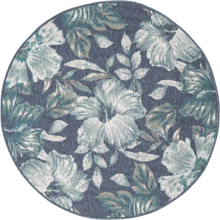 Detail image of 4' x 4' Easy-Clean Coastal Indoor / Outdoor Round Rug