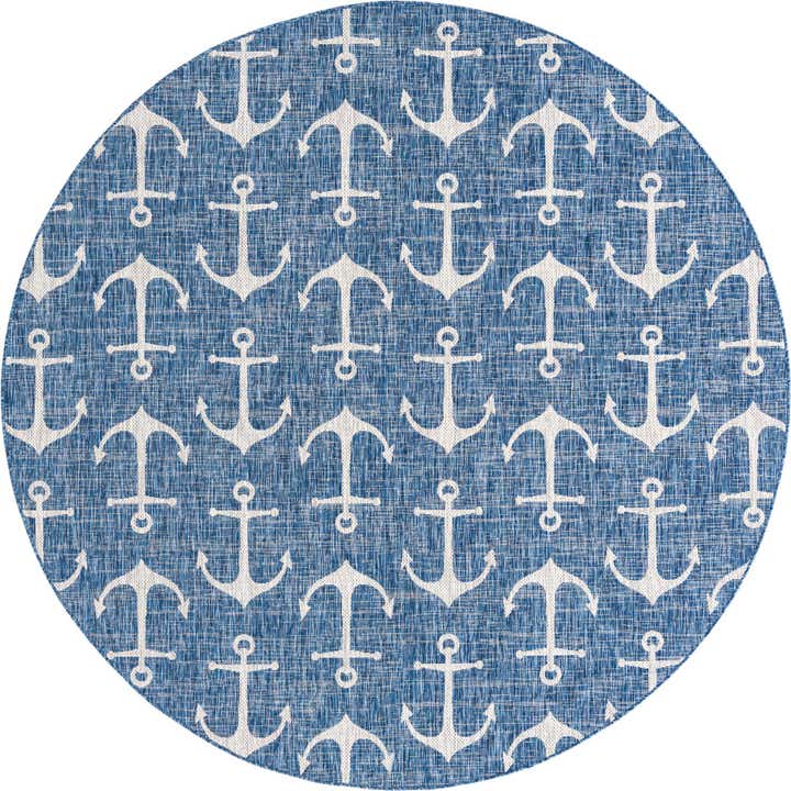 10' x 10' Easy-Clean Coastal Indoor / Outdoor Round Rug