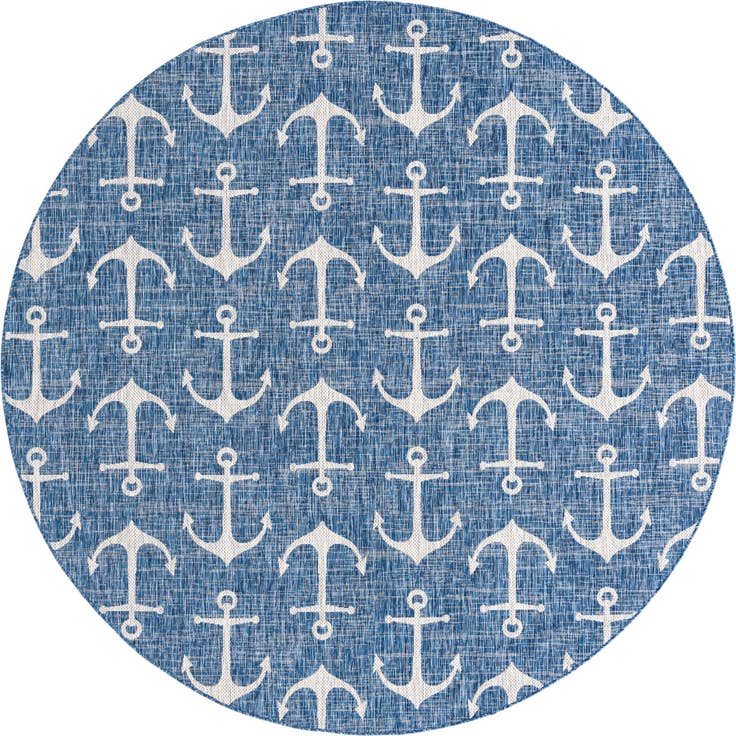 Detail image of 10' x 10' Easy-Clean Coastal Indoor / Outdoor Round Rug