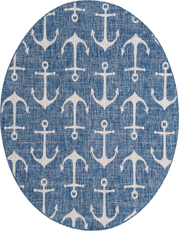 Detail image of 7' 10 x 7' 10 Easy-Clean Coastal Indoor / Outdoor Round Rug