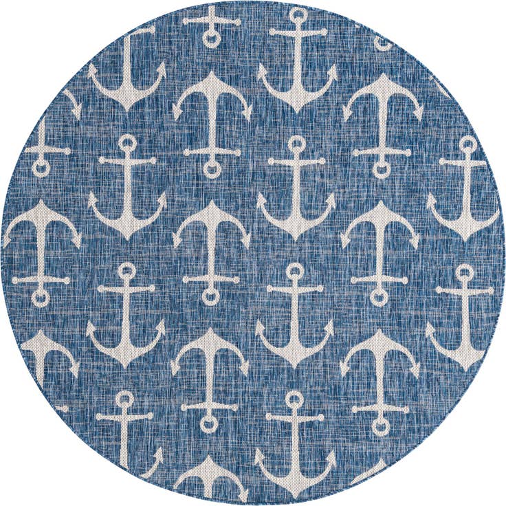 Detail image of 7' 10 x 7' 10 Easy-Clean Coastal Indoor / Outdoor Round Rug