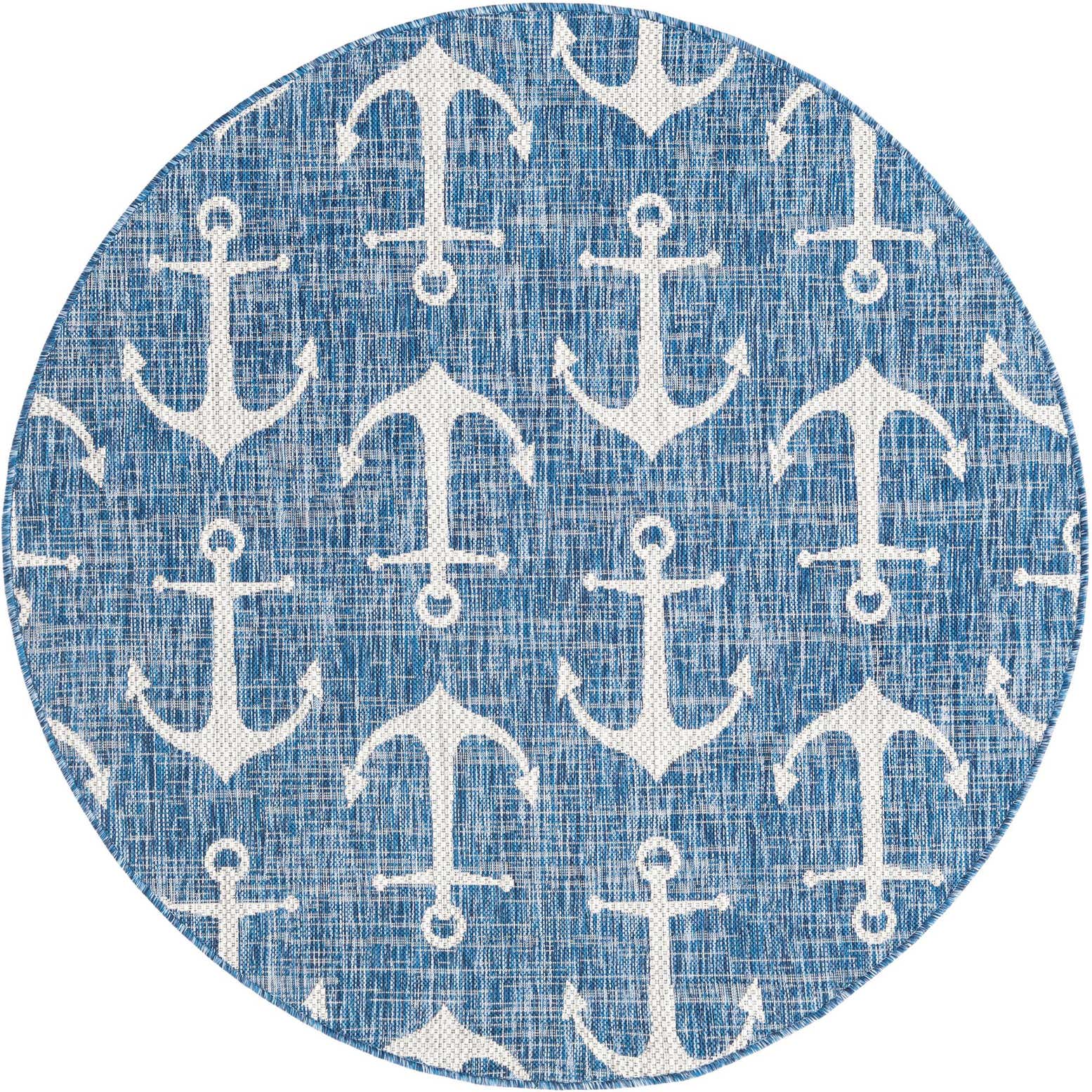 5' 3 x 5' 3 Easy-Clean Coastal Indoor / Outdoor Round Rug