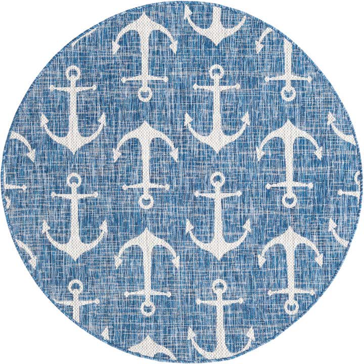 5' 3 x 5' 3 Easy-Clean Coastal Indoor / Outdoor Round Rug