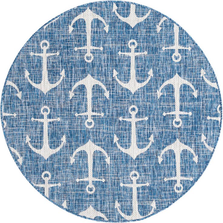 Detail image of 5' 3 x 5' 3 Easy-Clean Coastal Indoor / Outdoor Round Rug