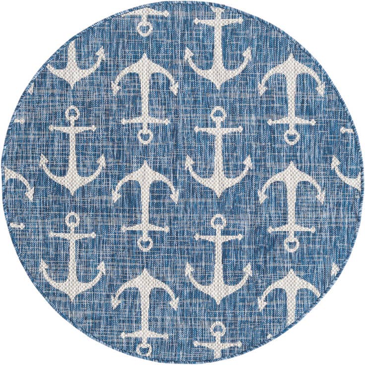 Detail image of 4' x 4' Easy-Clean Coastal Indoor / Outdoor Round Rug