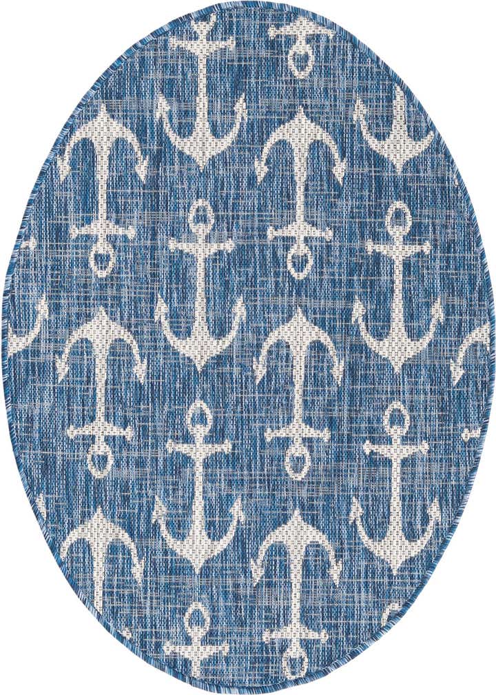 3' x 3' Easy-Clean Coastal Indoor / Outdoor Round Rug