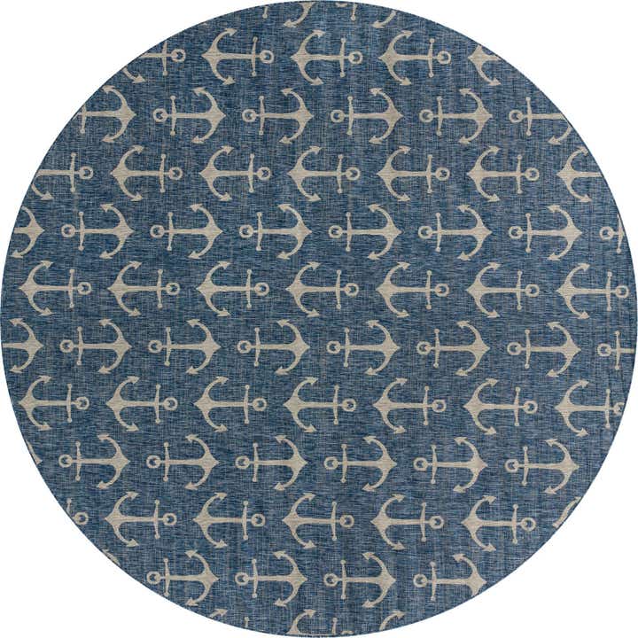 13' x 13' Easy-Clean Coastal Indoor / Outdoor Round Rug