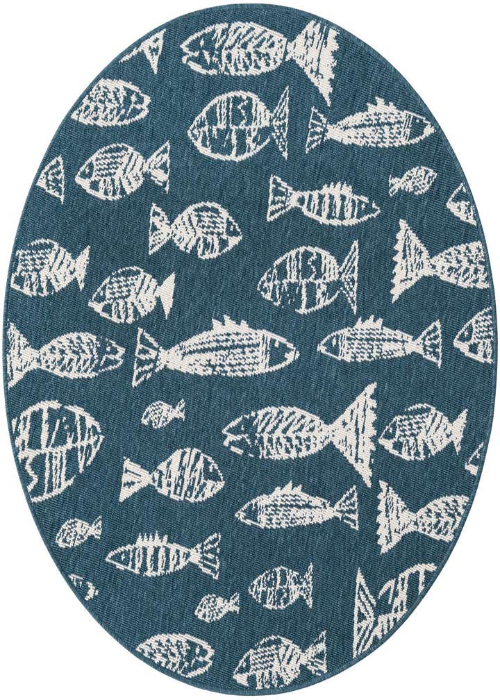 4' x 4' Easy-Clean Coastal Indoor / Outdoor Round Rug