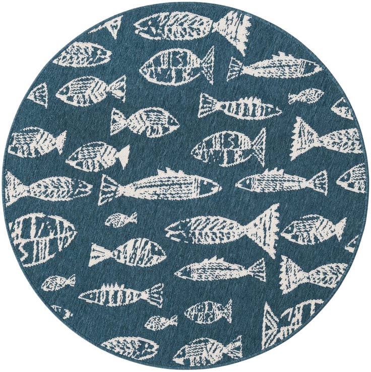 Detail image of 4' x 4' Easy-Clean Coastal Indoor / Outdoor Round Rug