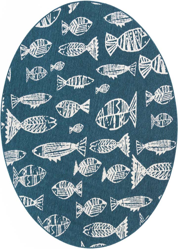 7' x 7' Easy-Clean Coastal Indoor / Outdoor Round Rug