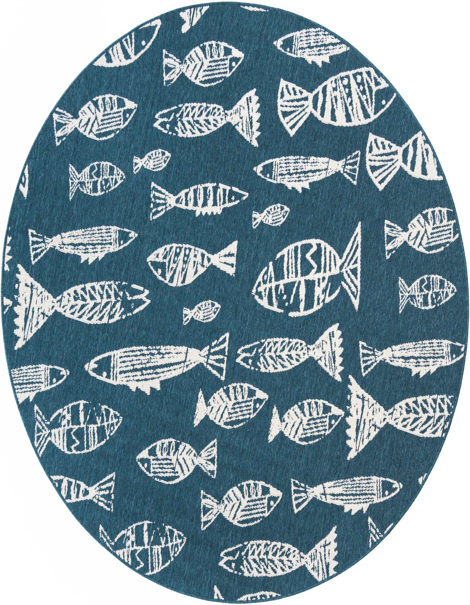 7' x 7' Easy-Clean Coastal Indoor / Outdoor Round Rug