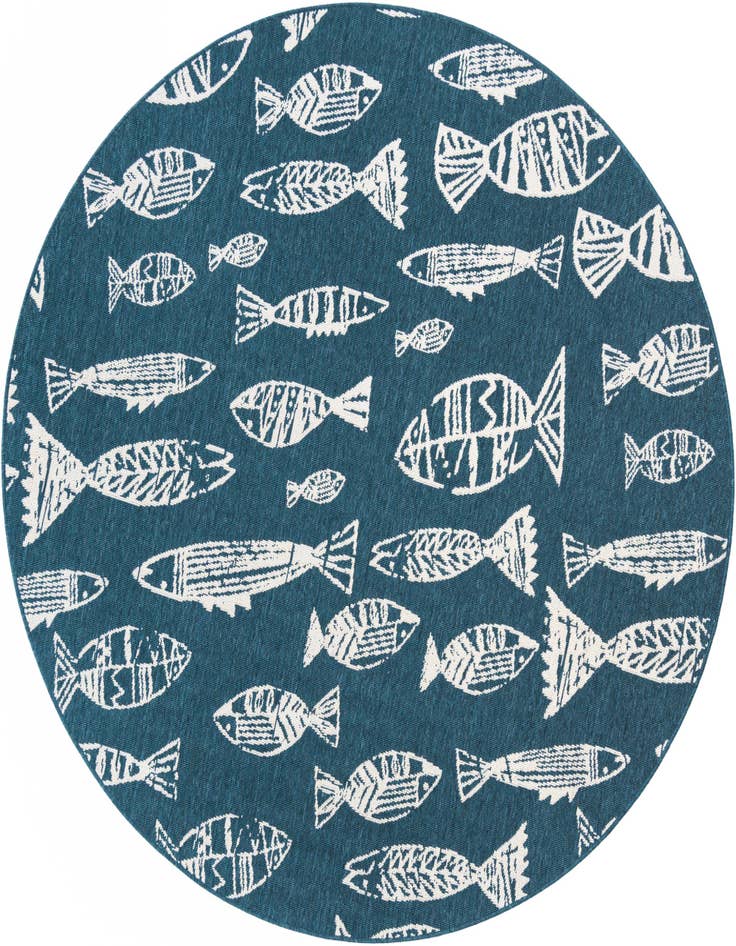 Detail image of 7' x 7' Easy-Clean Coastal Indoor / Outdoor Round Rug