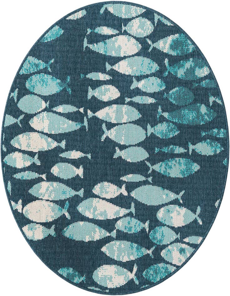 Detail image of 4' x 4' Easy-Clean Coastal Indoor / Outdoor Round Rug