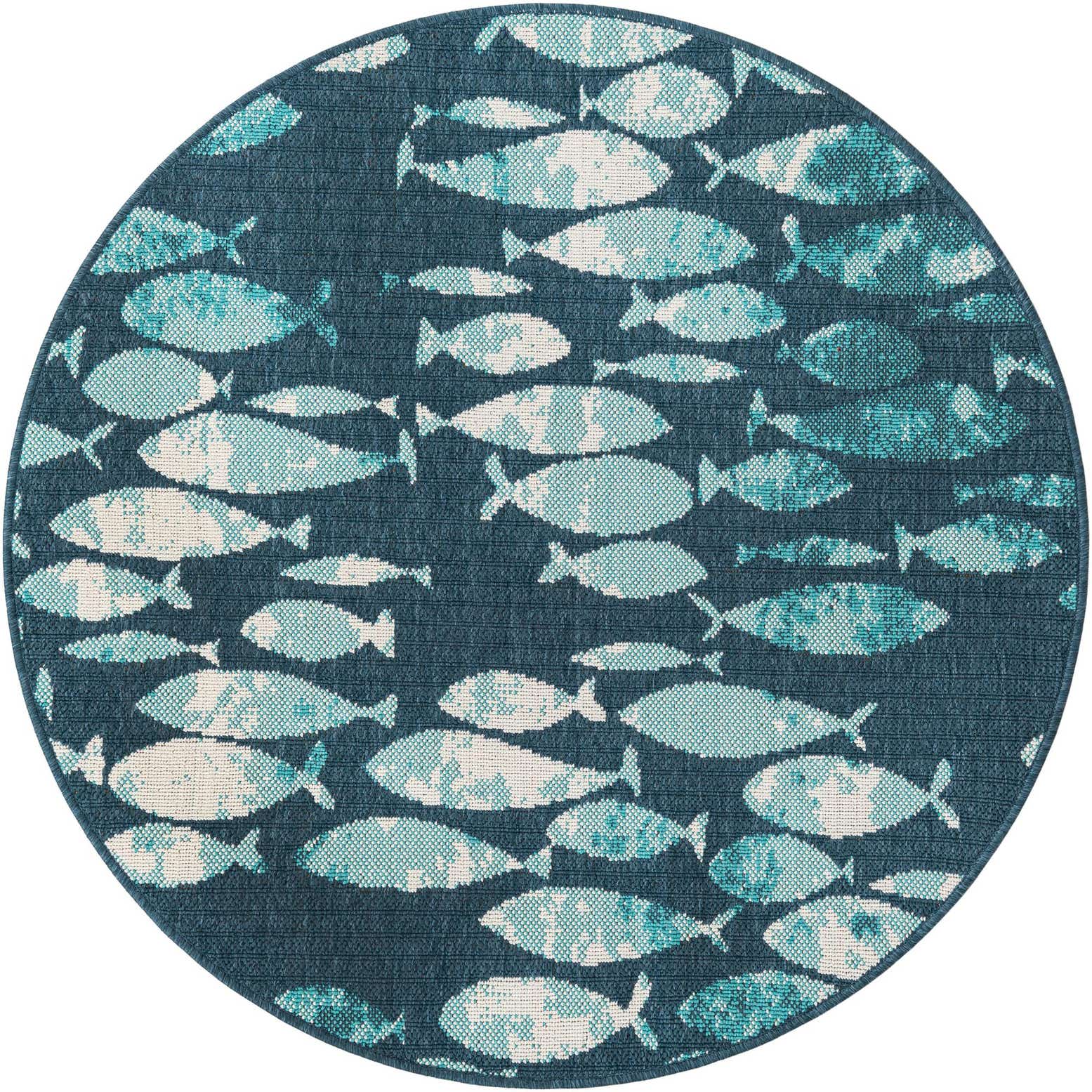 4' x 4' Easy-Clean Coastal Indoor / Outdoor Round Rug