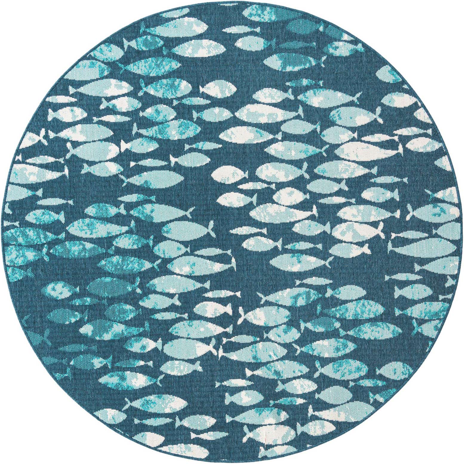 7' x 7' Easy-Clean Coastal Indoor / Outdoor Round Rug