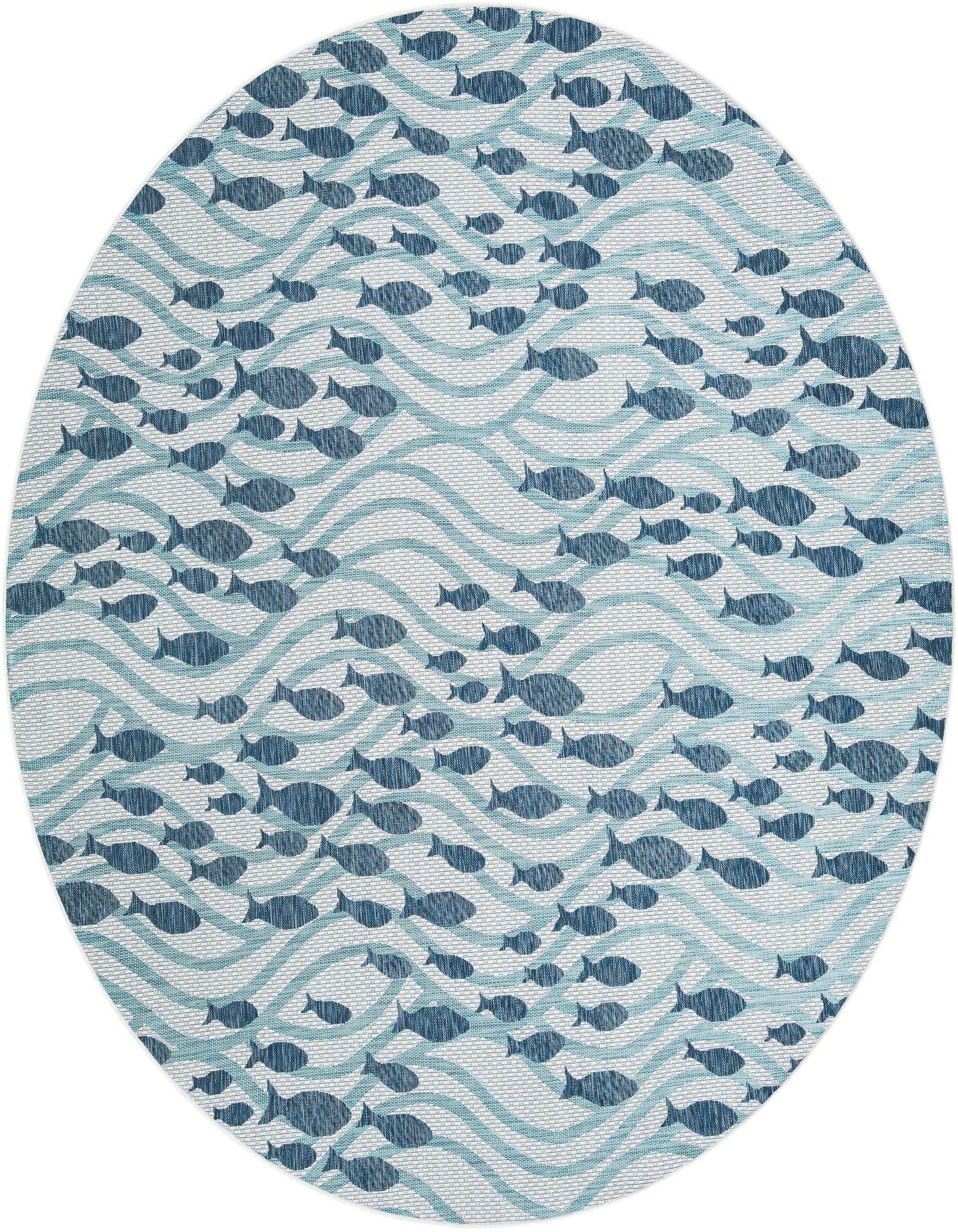 10' x 10' Easy-Clean Coastal Indoor / Outdoor Round Rug