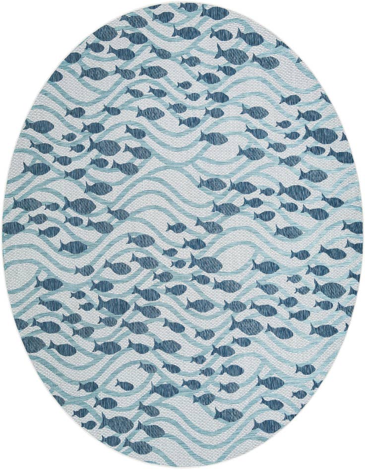 Detail image of 10' x 10' Easy-Clean Coastal Indoor / Outdoor Round Rug