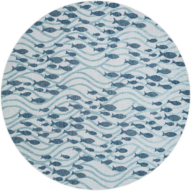Detail image of 10' x 10' Easy-Clean Coastal Indoor / Outdoor Round Rug