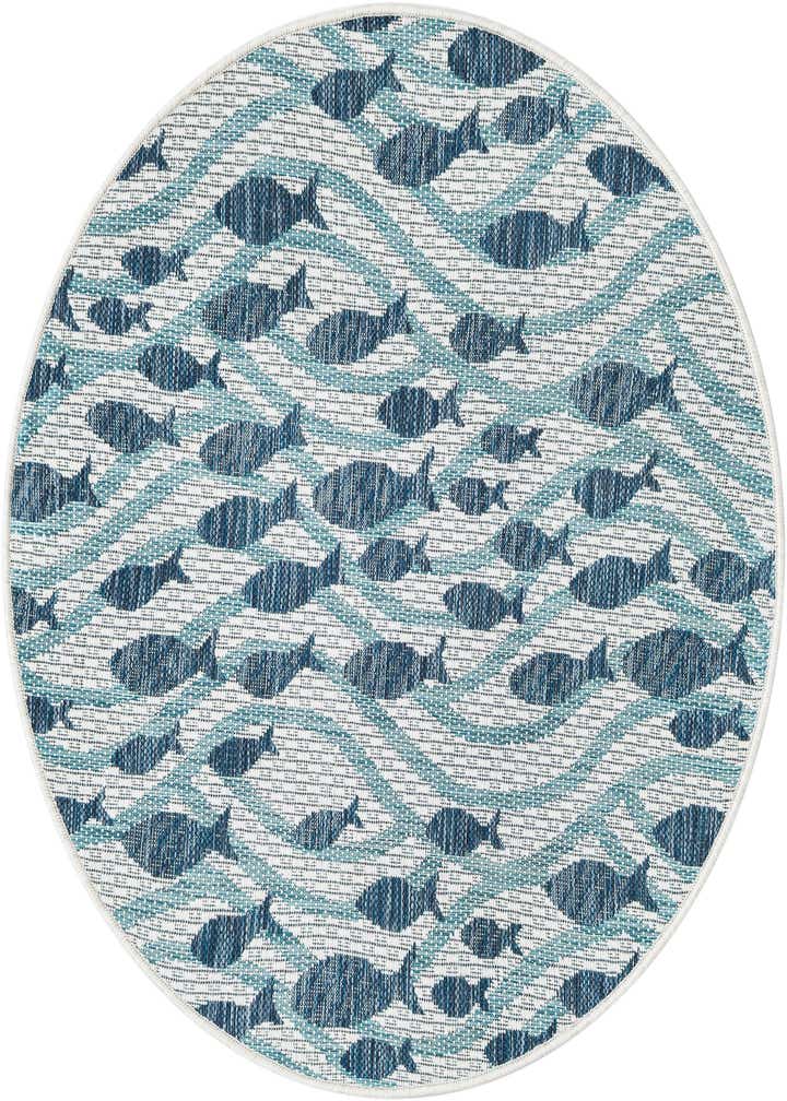 3' 1 x 3' 1 Easy-Clean Coastal Indoor / Outdoor Round Rug