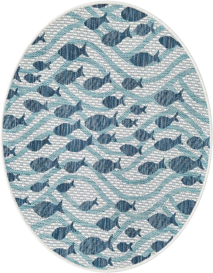 Detail image of 3' 1 x 3' 1 Easy-Clean Coastal Indoor / Outdoor Round Rug