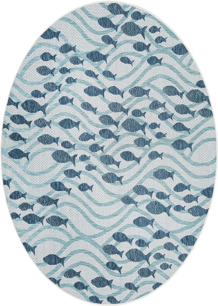 7' 10 x 7' 10 Easy-Clean Coastal Indoor / Outdoor Round Rug