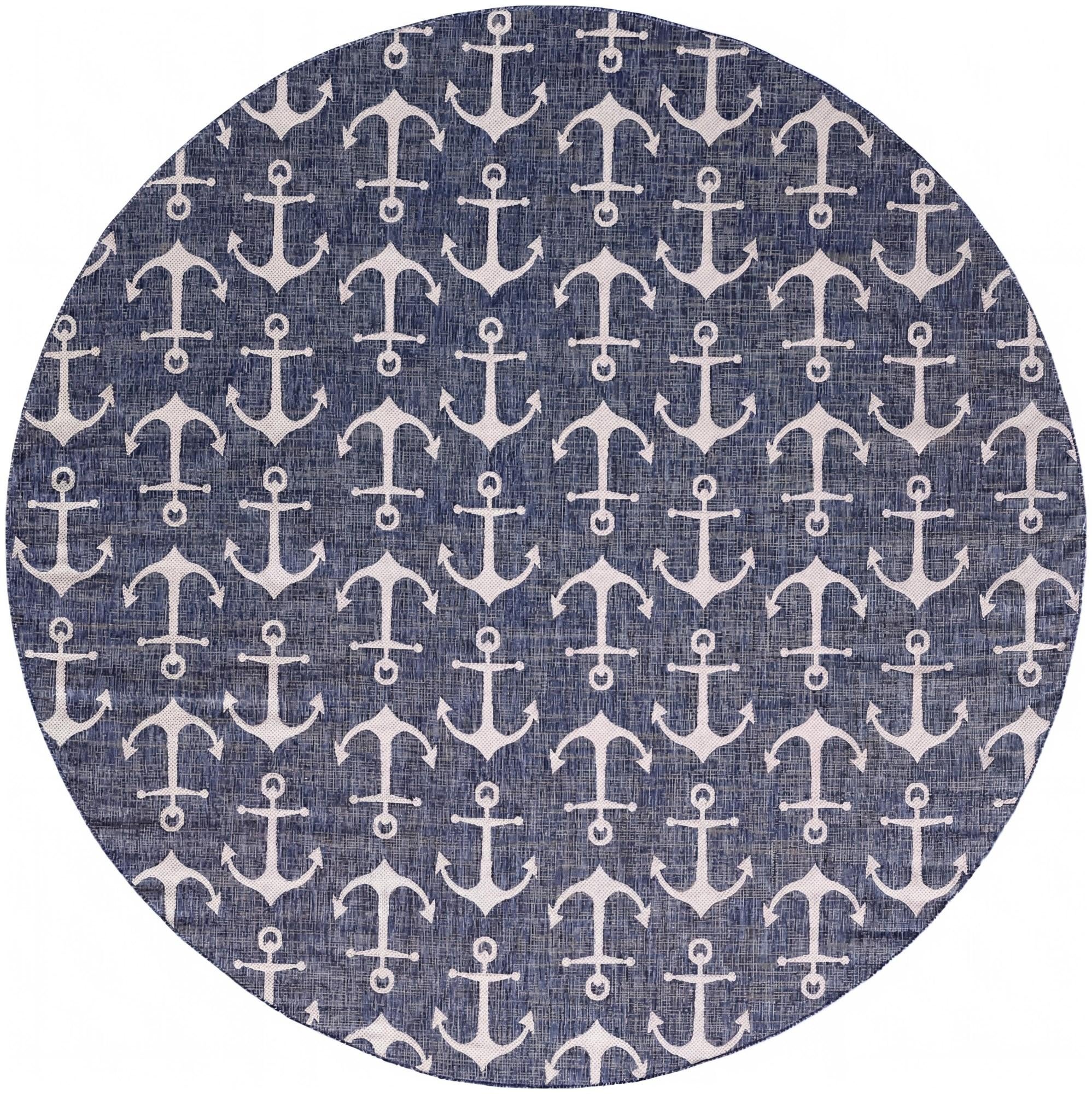 12' x 12' Easy-Clean Coastal Indoor / Outdoor Round Rug