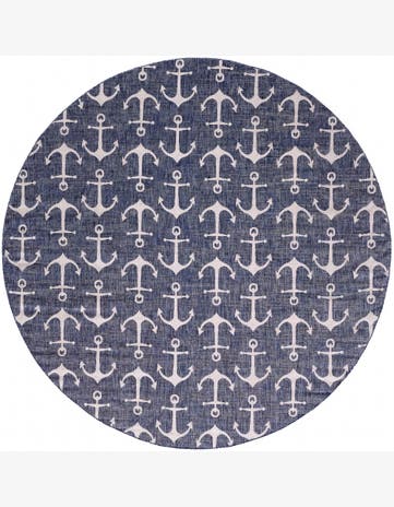 12' x 12' Easy-Clean Coastal Indoor / Outdoor Round Rug