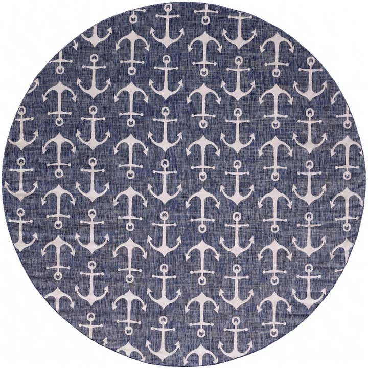 12' x 12' Easy-Clean Coastal Indoor / Outdoor Round Rug
