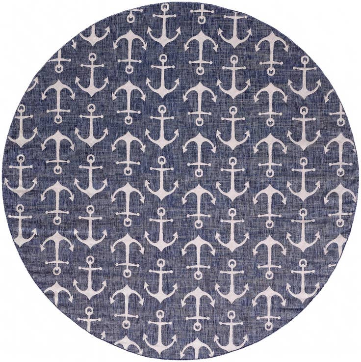 Detail image of 12' x 12' Easy-Clean Coastal Indoor / Outdoor Round Rug