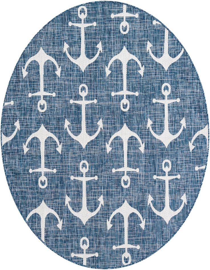 Detail image of 6' x 6' Easy-Clean Coastal Indoor / Outdoor Round Rug