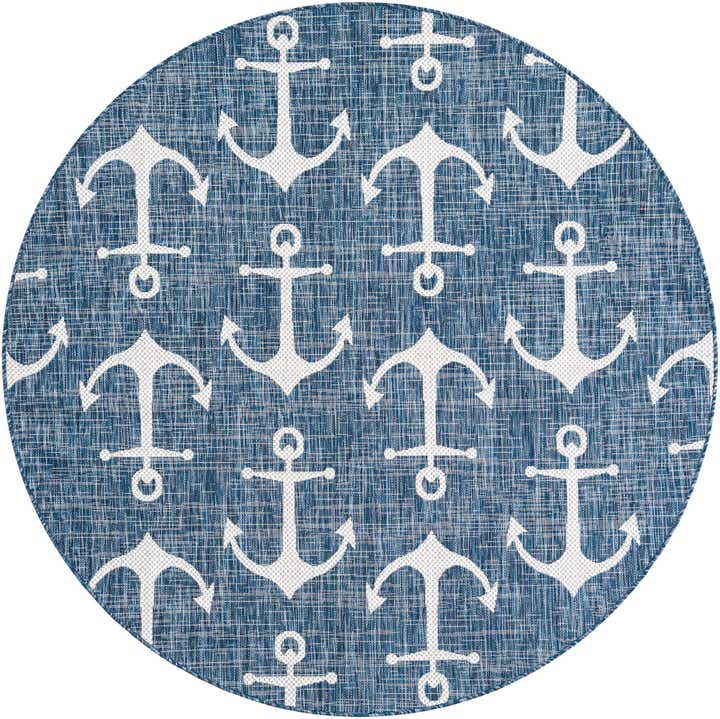 6' x 6' Easy-Clean Coastal Indoor / Outdoor Round Rug