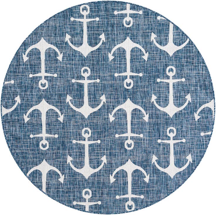 Detail image of 6' x 6' Easy-Clean Coastal Indoor / Outdoor Round Rug