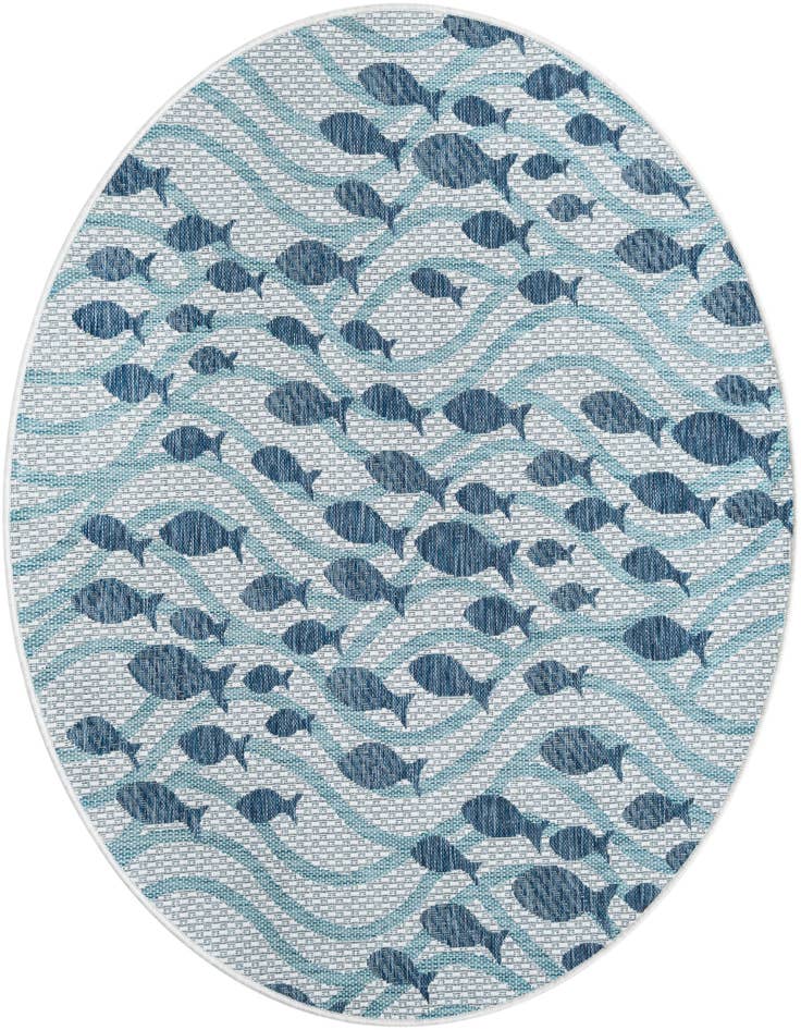 Detail image of 5' 3 x 5' 3 Easy-Clean Coastal Indoor / Outdoor Round Rug