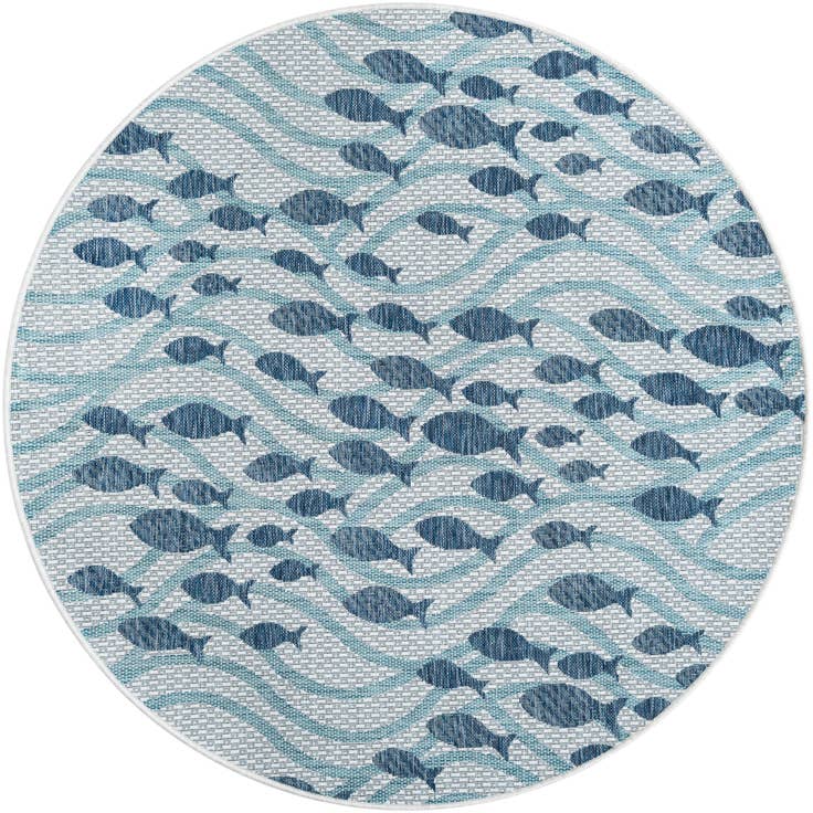 Detail image of 5' 3 x 5' 3 Easy-Clean Coastal Indoor / Outdoor Round Rug