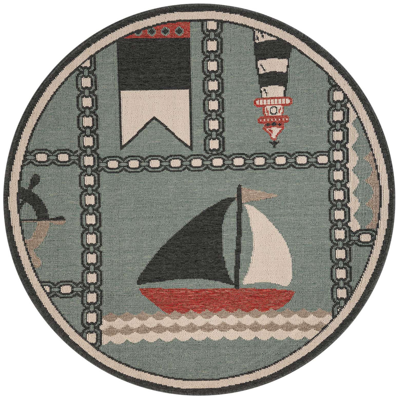 4' x 4' Easy-Clean Coastal Indoor / Outdoor Round Rug