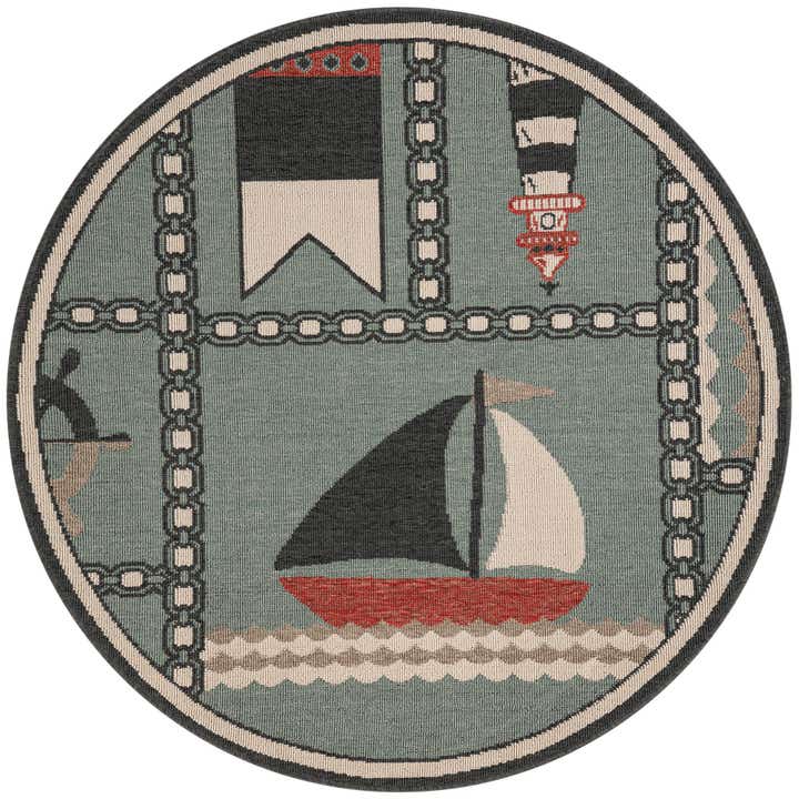 4' x 4' Easy-Clean Coastal Indoor / Outdoor Round Rug