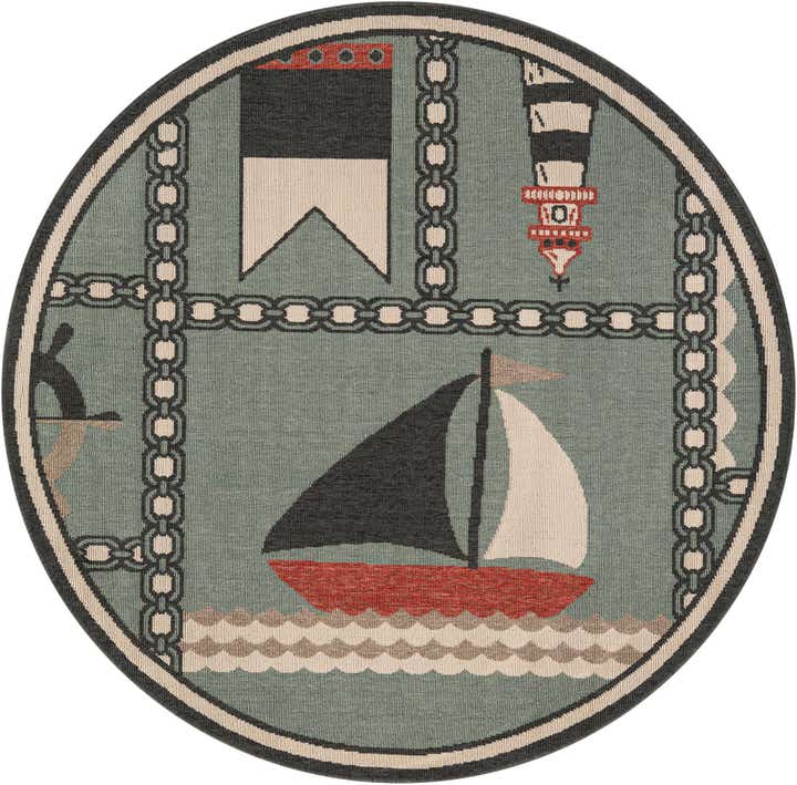 5' x 5' Easy-Clean Coastal Indoor / Outdoor Round Rug