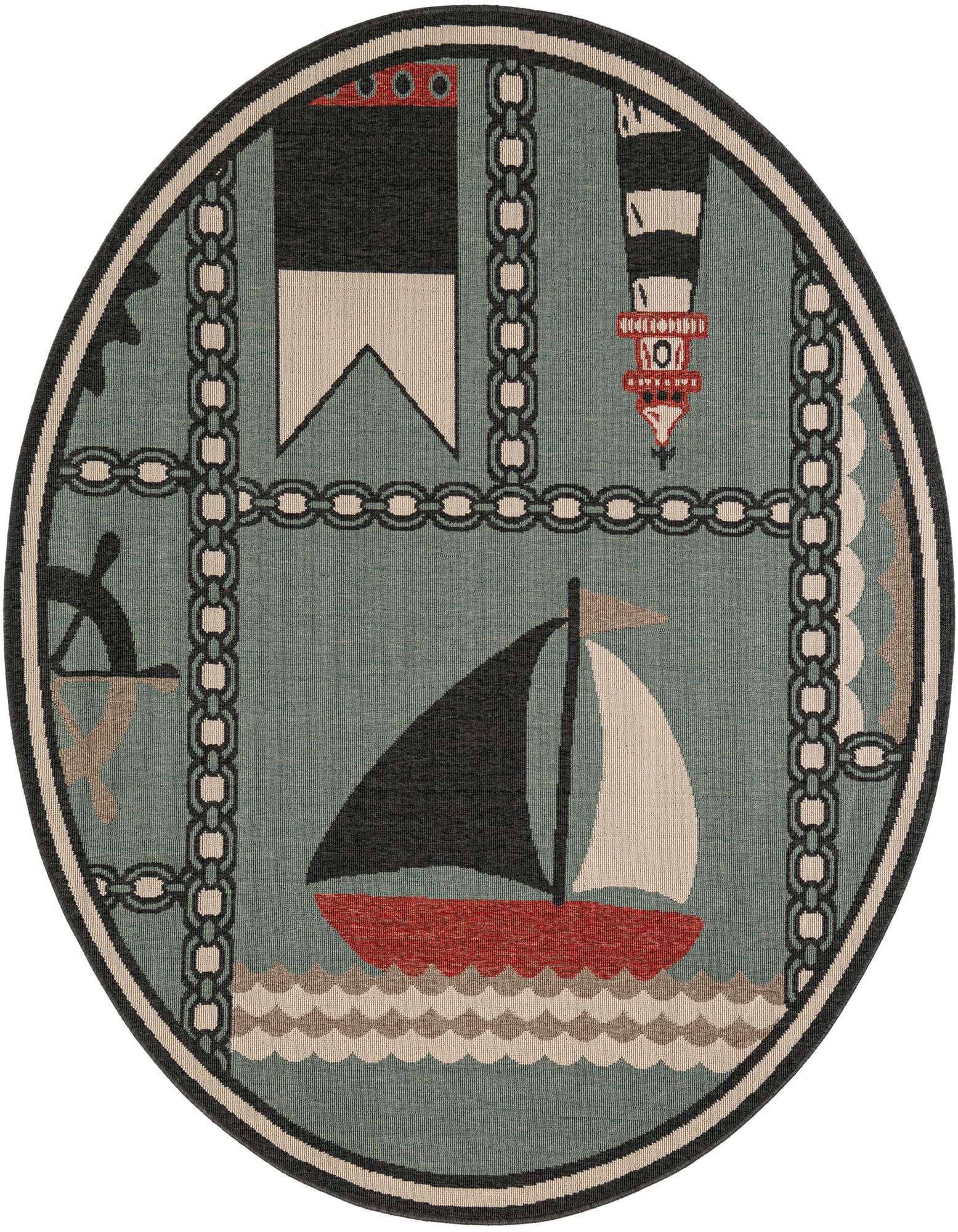 6' x 6' Easy-Clean Coastal Indoor / Outdoor Round Rug