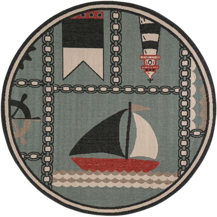 6' x 6' Easy-Clean Coastal Indoor / Outdoor Round Rug