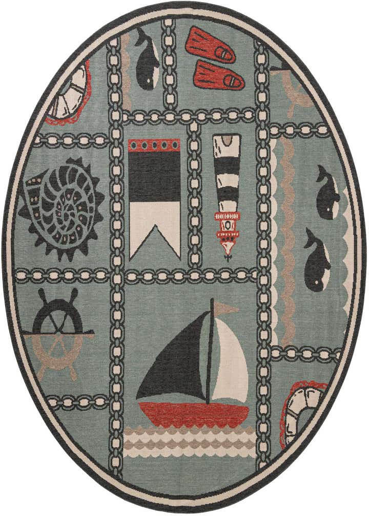 7' 10 x 7' 10 Easy-Clean Coastal Indoor / Outdoor Round Rug