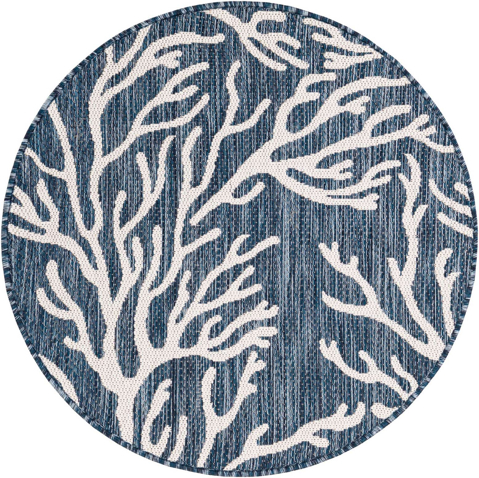 3' x 3' Easy-Clean Coastal Indoor / Outdoor Round Rug