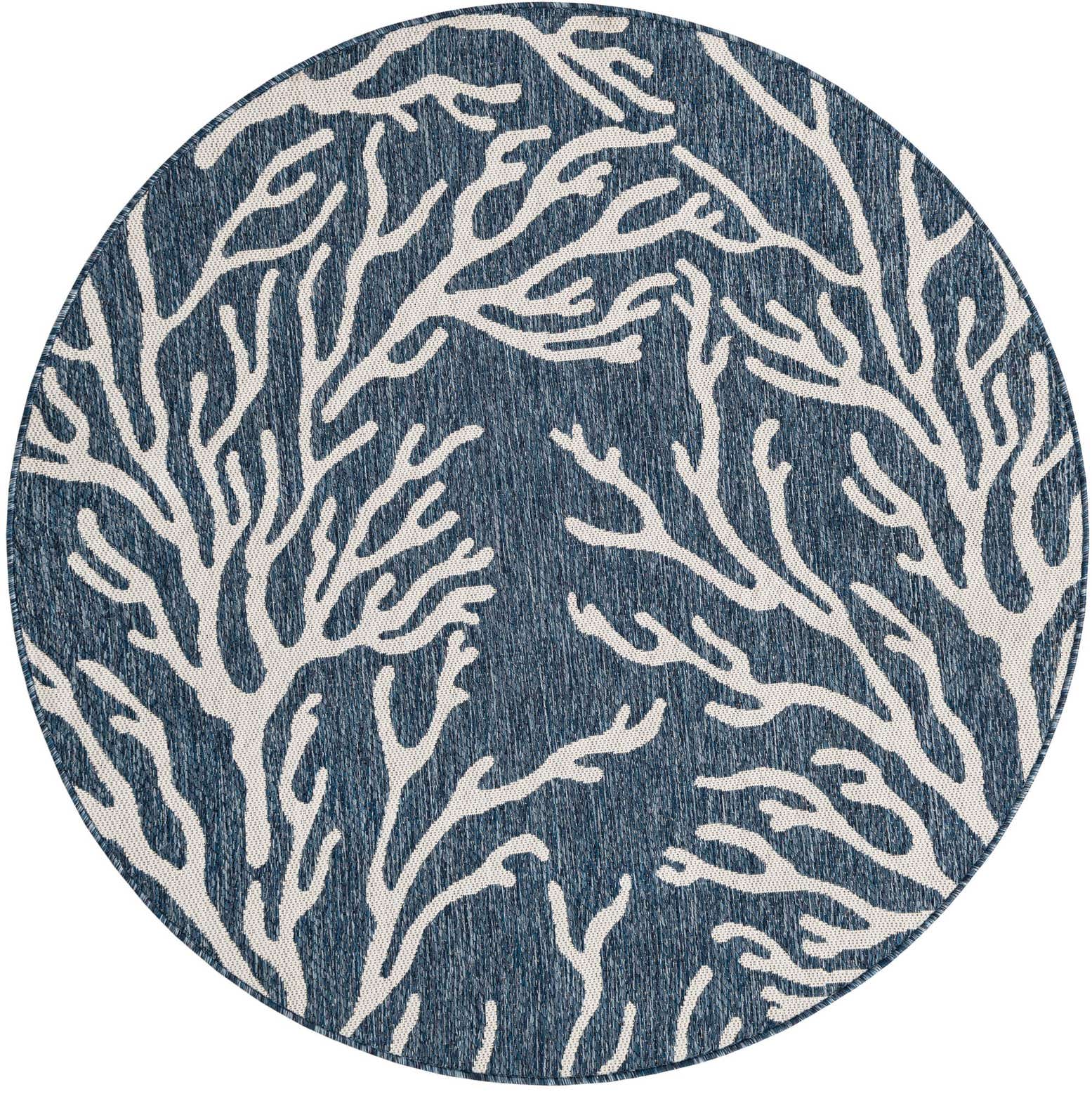 5' 3 x 5' 3 Easy-Clean Coastal Indoor / Outdoor Round Rug