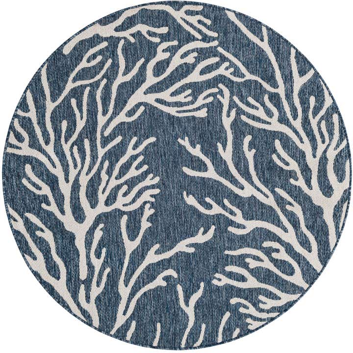 5' 3 x 5' 3 Easy-Clean Coastal Indoor / Outdoor Round Rug