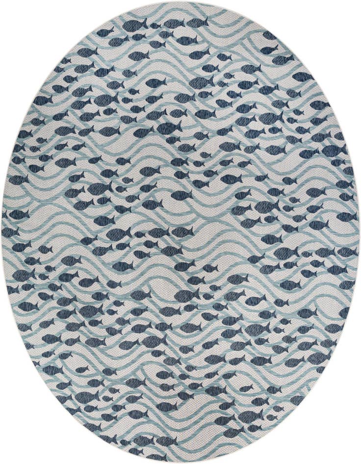 Detail image of 13' x 13' Easy-Clean Coastal Indoor / Outdoor Round Rug