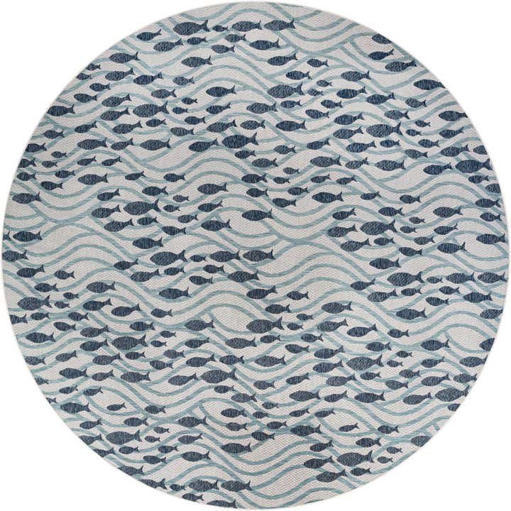 13' x 13' Easy-Clean Coastal Indoor / Outdoor Round Rug