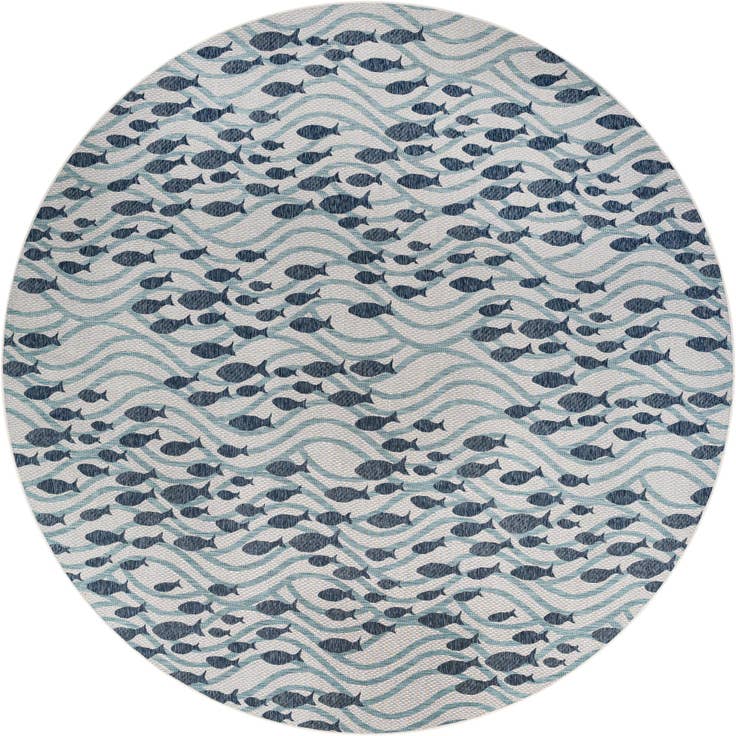 Detail image of 13' x 13' Easy-Clean Coastal Indoor / Outdoor Round Rug