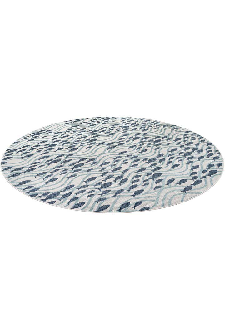 13' x 13' Easy-Clean Coastal Indoor / Outdoor Round Rug