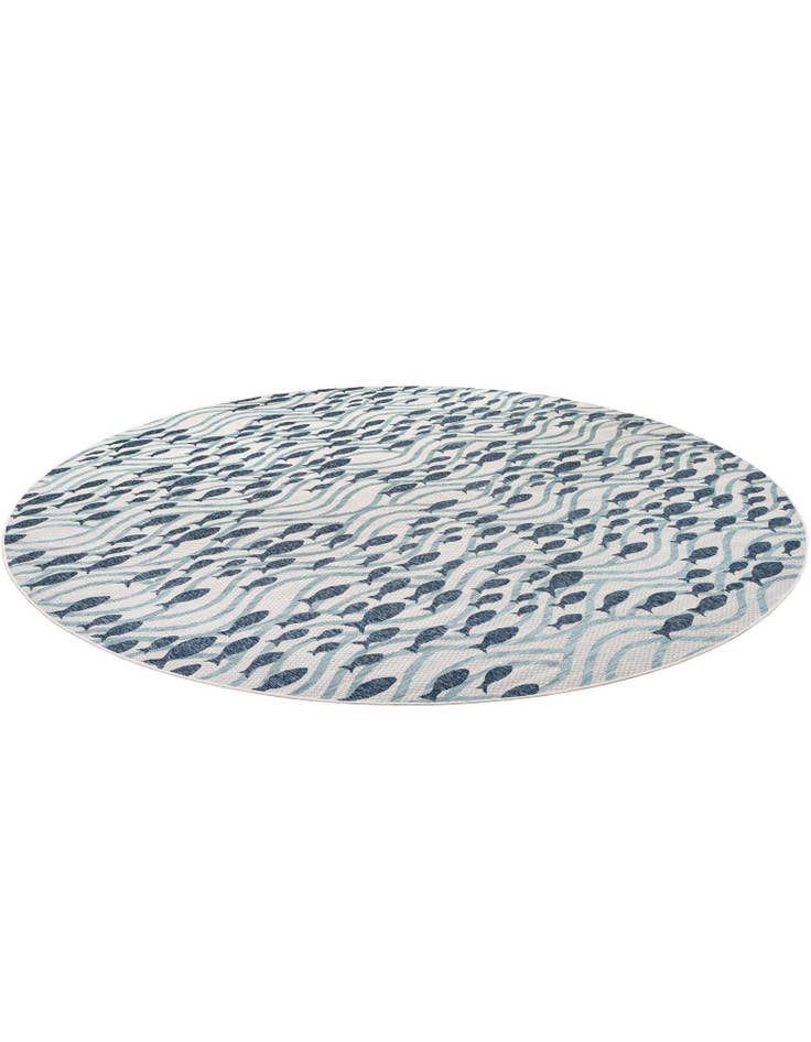Detail image of 13' x 13'  Washable Coastal Indoor / Outdoor Round Rug