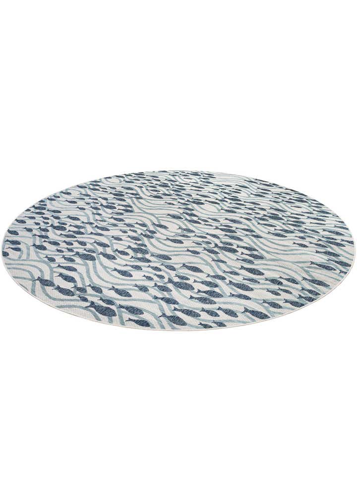 13' x 13' Easy-Clean Coastal Indoor / Outdoor Round Rug