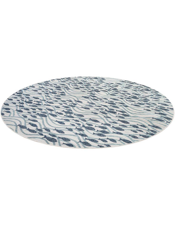 Detail image of 13' x 13'  Washable Coastal Indoor / Outdoor Round Rug